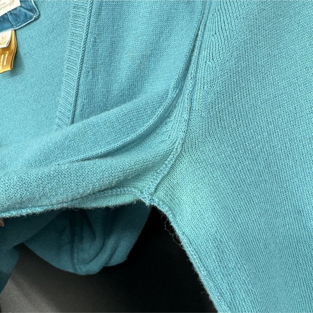 American Eagle Outfitters Women's V-Neck Hooded Sweater M Teal Logo Y2k Preppy - Picture 7 of 12